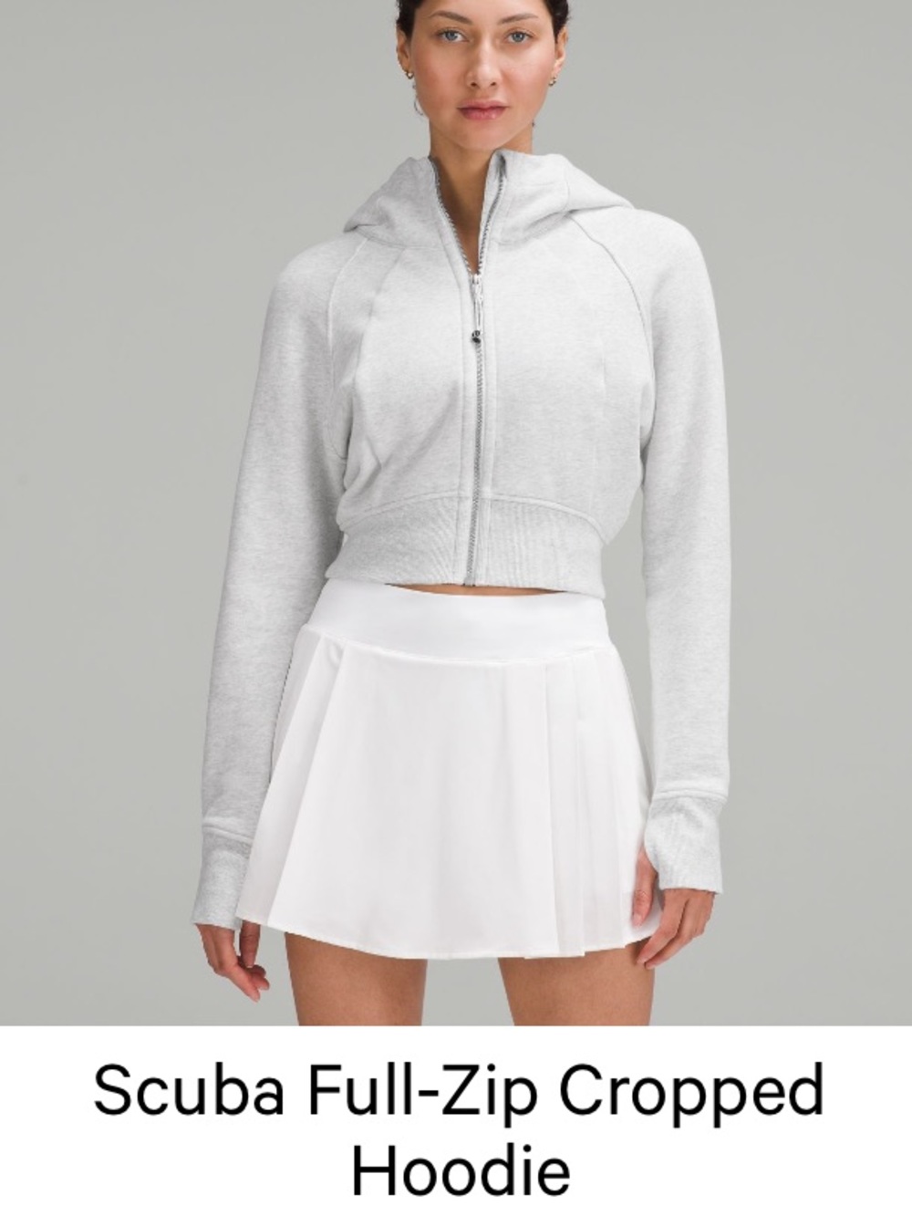 lululemon athletica Grey Cropped Scuba Hoodie Zip Up